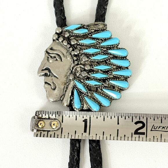 Men's Vintage Native American Indian Chief Bolo Tie Western Southwestern - Picture 6 of 6